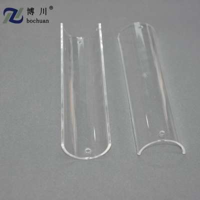 Polished clear half round quartz glass tube